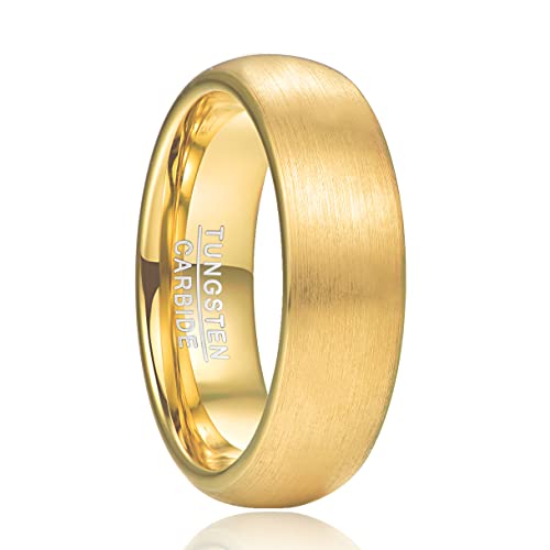 Corato 6mm Gold Unisex Ring Gebürstet Matt Wolframcarbid Ringe Herren Trauringe Paarringe Partnerringe Größe 67.2(21.4) von Corato