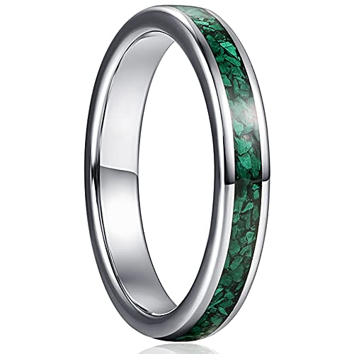 Corato Herren Damen Malachit Verlobung Ring 4mm Wolframcarbid Silber Ring Hoch Polished Größe 57(18.1) von Corato