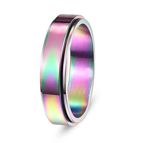 Corato Ring Herren Regenbogen Edelstahl Ring Spinner Hochzeit Ring für Männer Freundschaftsring Partnersring Fröhlich Ring Größe 59 (18.8) von Corato