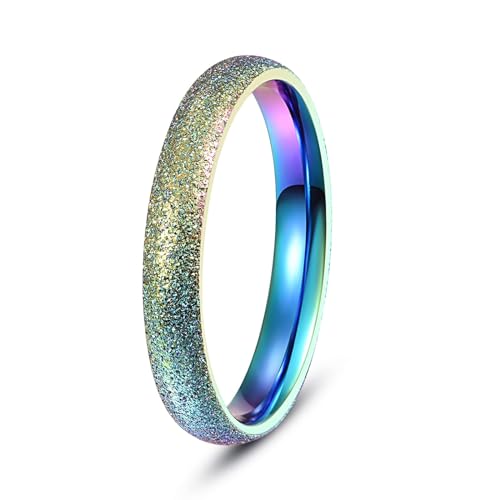 Corato Damen Regenbogen Sandgestrahlt Edelstahl Ring Verlobung Ring für Frauen Partnersring Bunt Hochzeit Ring Größe 52 von Corato