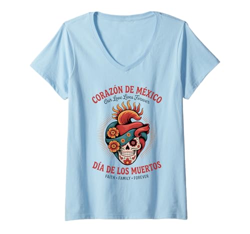 Damen Corazón de México Schädel - Día de los Muertos T-Shirt mit V-Ausschnitt Damen Corazón de México Schädel - Día de los Muertos T-Shirt mit V-Ausschnitt von Corazón de México - Día de los Muertos