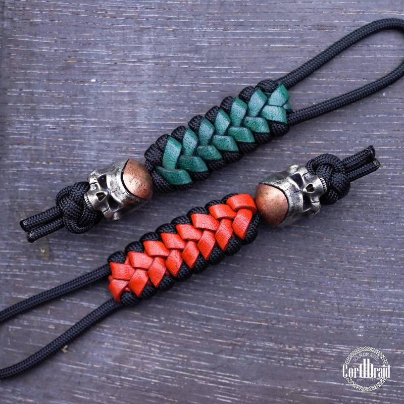 Cordbraid Paracord Schlüsselanhänger Leder Totenkopf von Cordbraid