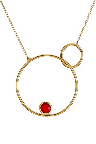 Córdoba Jewels – Halskette aus 925er Sterlingsilber, vergoldet mit Halbedelsteinen, Design Eheringe, Rubin-Gold von Córdoba Jewels