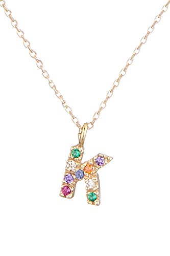 Córdoba Jewels Halskette aus vergoldetem 925er-Sterlingsilber mit Initial-Design K Zirconium Gold von Córdoba Jewels