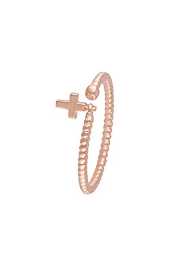 Córdoba Jewels Ring aus 925er Sterlingsilber, vergoldet mit Roségold, Ring-Design mit Kreuz, Roségold von Córdoba Jewels