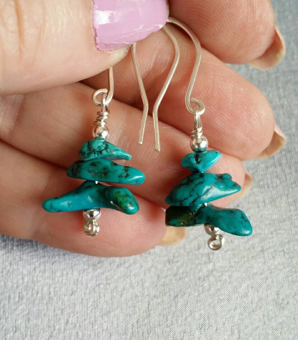 Türkis Ohrringe, Sterling Silber, Blauer Türkisblauer Nugget, Tropfen Silber Ohrhaken | #1366 Türkis Ohrringe, Sterling Silber, Blauer Türkisblauer Nugget, Tropfen Silber Ohrhaken | #1366 von CordochoreaCreations
