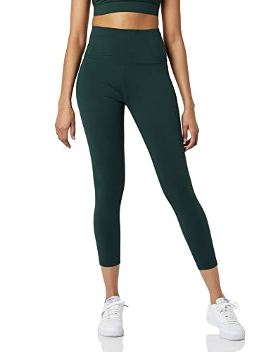 Core 10 Damen Bequeme Yoga-Leggings Caprilänge hohe Taille 56 cm, Dunkelgrün, S von Core 10