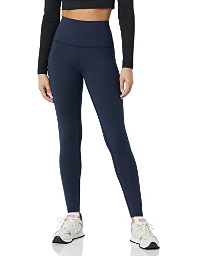 Core 10 Damen Bequeme Yoga-Leggings hohe Taille volle Länge 68,6 cm, Dunkles Marineblau/Schwarz, XL Große Größen von Core 10