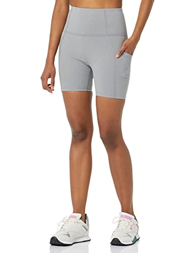 Core 10 Damen Bequeme schmal geschnittene Yoga-Shorts Po-Lift hohe Taille Seitentasche 13 cm, Grau Meliert, S von Core 10