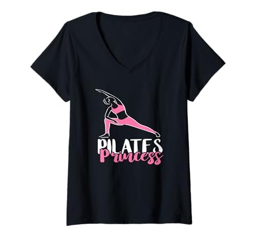 Damen Workout Übung Pilates Prinzessin Pilates Fitnesslehrer T-Shirt mit V-Ausschnitt Damen Workout Übung Pilates Prinzessin Pilates Fitnesslehrer T-Shirt mit V-Ausschnitt von Core Muscles Workout Pilates Exercise