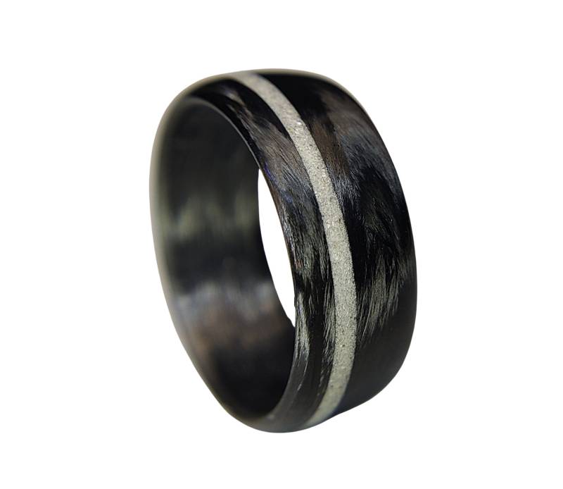 Carbon Fibre Legacy Gloss Ring Mit Diamant Inlay von CoreCarbonRings