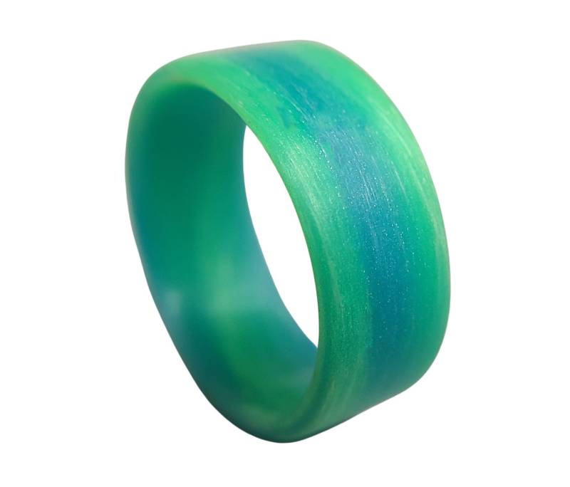 Herren Oder Damen Grün Und Blau Swirl Glow Ring - Handgefertigt Glowing Innen/Außen Benutzerdefinierte Bandbreiten von CoreCarbonRings