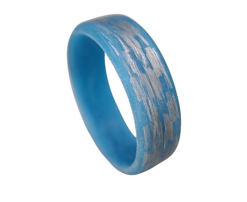 Herren Oder Damen Texalium Blue Glow Ring - Handgefertigt Innen Und Außen Leuchtend Benutzerdefinierte Bandbreiten von CoreCarbonRings