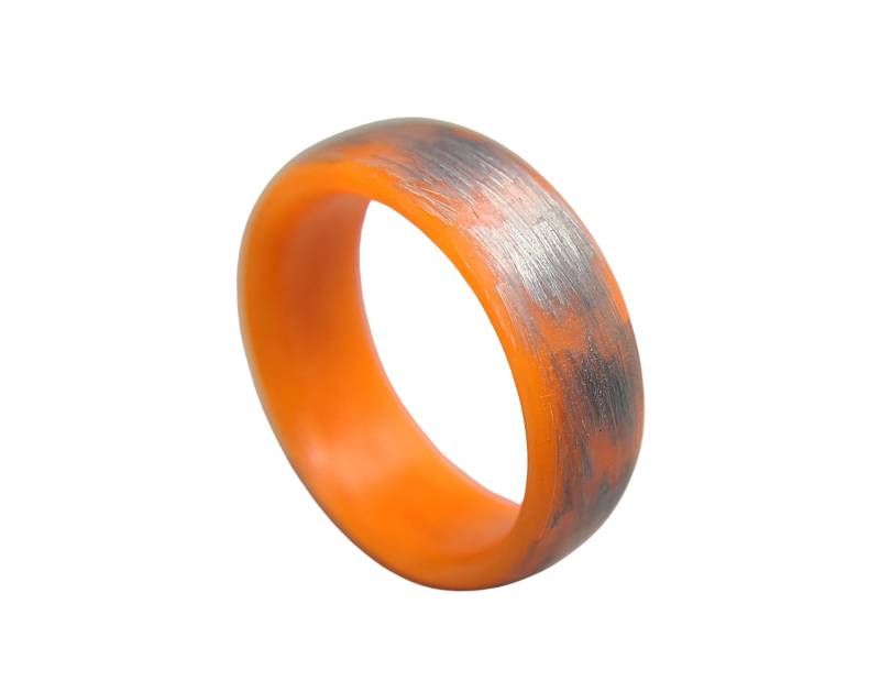 Herren Oder Damen Texalium Orange Glow Ring - Handgefertigt Silberband Mit Leuchtendem Innen-/Außenbereich Benutzerdefinierte Bandbreiten Herren Oder Damen Texalium Orange Glow Ring - Handgefertigt Silberband Mit Leuchtendem Innen-/Außenbereich Benutzerdefinierte Bandbreiten von CoreCarbonRings