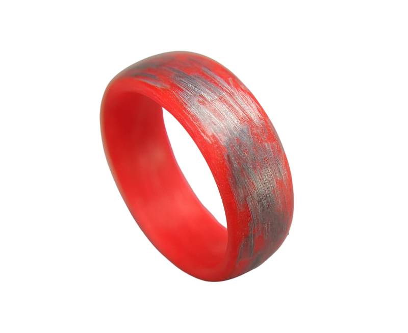 Herren Oder Damen Texalium Roter Leuchtring - Handgefertigt Silberband Mit Leuchtendem Innen-/Außenbereich Benutzerdefinierte Bandbreiten von CoreCarbonRings
