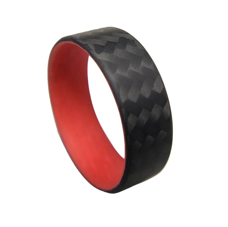Karbon-Faser-Köper-Ring Mit Rotem Leuchten von CoreCarbonRings