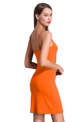 Coreal Voller Slip für Damen unter dem Kleid, verstellbarer Spaghetti-Träger, knielang, Slips, Unterwäsche, Nachtwäsche, Orange/Abendrot im Zickzackmuster (Sunset Chevron), L von Coreal