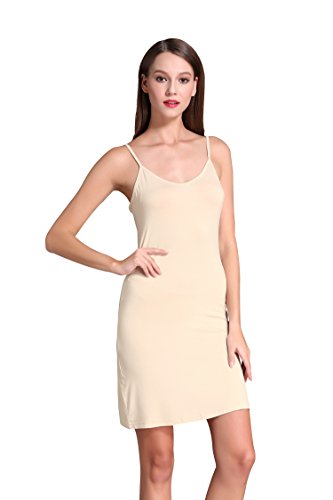 Unterkleid für Damen, mit verstellbarem Spaghettiträger, knielang, Unterhemd, Nachtwäsche, grau, X-Small von Coreal