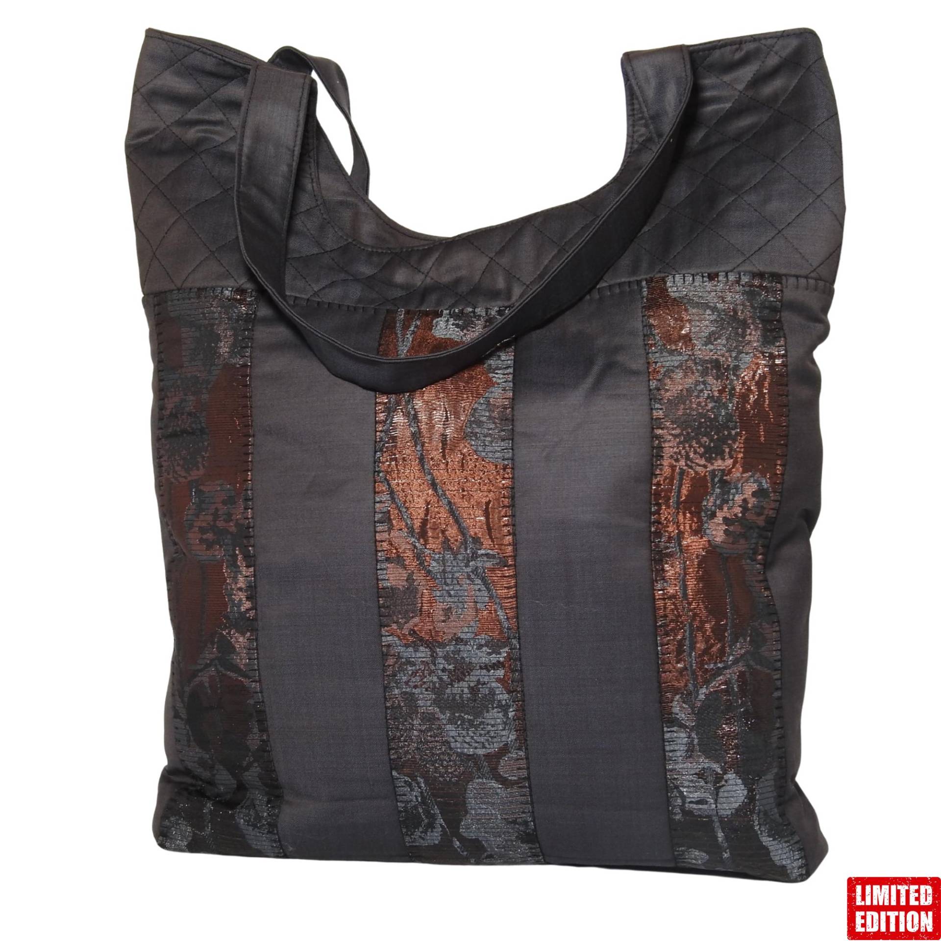 Elegante Patchwork Schultertasche Aus Jacquard- Satin - Handmade, Druckknopf & Verstärktem Boden von Coreexon