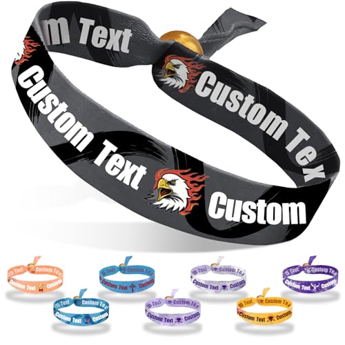 Coregiftr Personalisierte einstellbare Stoffarmbänder - Einweg-Polyester-Armband - perfekt für Veranstaltungen, Konzerte, Clubs und Partys von Coregiftr