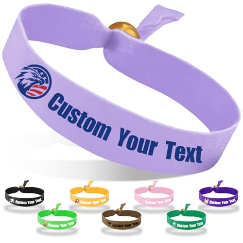 Coregiftr Personalisierte einstellbare Stoffarmbänder - Einweg-Polyester-Armband - perfekt für Veranstaltungen, Konzerte, Clubs und Partys von Coregiftr