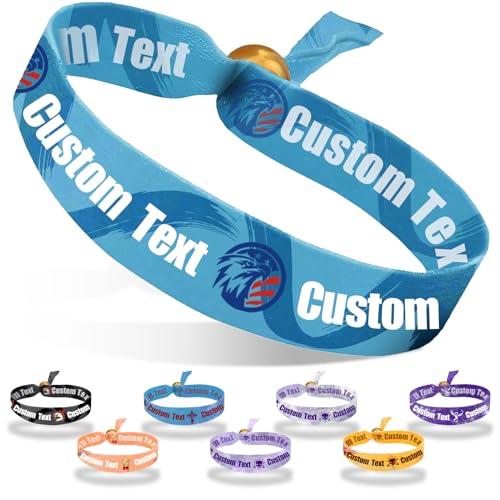 Coregiftr Personalisierte einstellbare Stoffarmbänder - Einweg-Polyester-Armband - perfekt für Veranstaltungen, Konzerte, Clubs und Partys von Coregiftr
