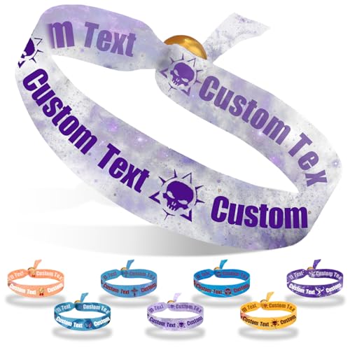 Coregiftr Personalisierte einstellbare Stoffarmbänder - Einweg-Polyester-Armband - perfekt für Veranstaltungen, Konzerte, Clubs und Partys von Coregiftr