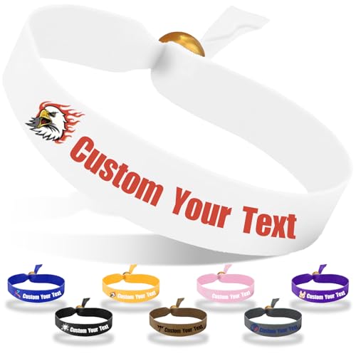 Coregiftr Personalisierte einstellbare Stoffarmbänder - Einweg-Polyester-Armband - perfekt für Veranstaltungen, Konzerte, Clubs und Partys von Coregiftr