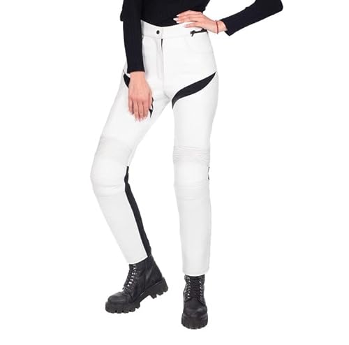 Corelli MG Equilibrium weiße Damen Motorradhose aus Leder mit Protekoren Lederhose Tourenhose Rindsleder-Hose für Frauen Echtleder (M (EU36)) von Corelli MG