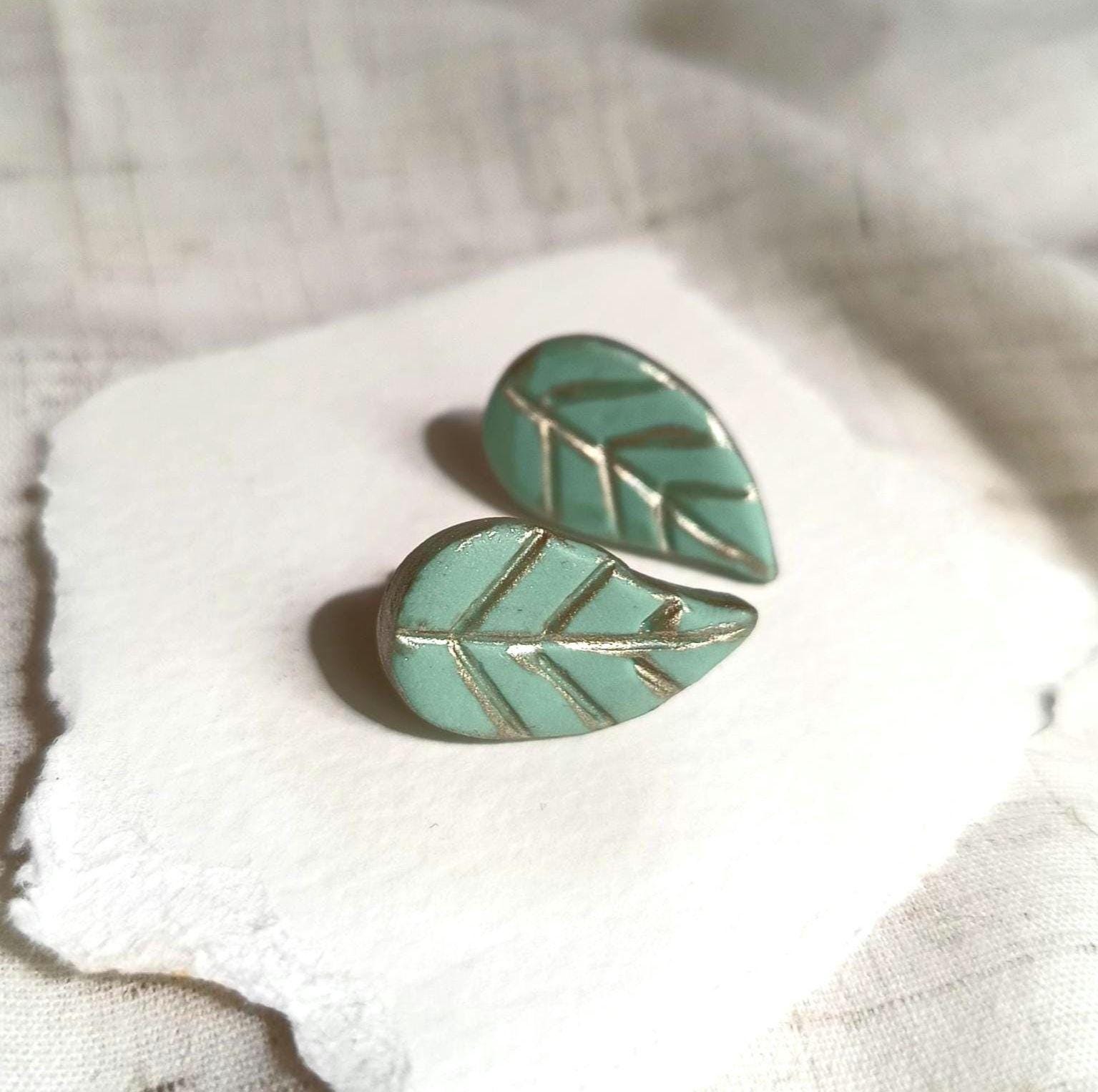 Blatt Ohrringe, Handgemacht, Polymer Clay, Nickelfrei Blatt Ohrringe, Handgemacht, Polymer Clay, Nickelfrei von CoresBijoux
