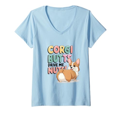 Damen Corgi Butts Drive Me Nuts Lustiger Hundeliebhaber T-Shirt mit V-Ausschnitt Damen Corgi Butts Drive Me Nuts Lustiger Hundeliebhaber T-Shirt mit V-Ausschnitt von Corgi Butts Dog Lover Humor Apparel