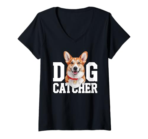 Damen Corgi Pembroke Walisisch T-Shirt mit V-Ausschnitt Damen Corgi Pembroke Walisisch T-Shirt mit V-Ausschnitt von Corgi Design