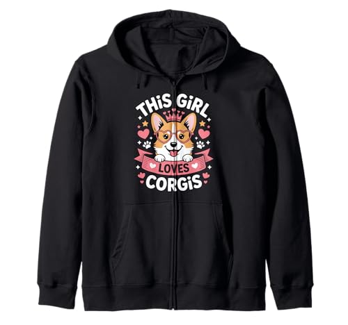 Dieses Mädchen liebt Corgis Girls Corgi Lover Kapuzenjacke Dieses Mädchen liebt Corgis Girls Corgi Lover Kapuzenjacke von Corgi Designs for Girls Who Love Cute Dogs