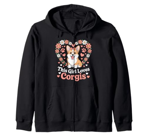 Dieses Mädchen liebt Corgis Girls Corgi Lover Kapuzenjacke Dieses Mädchen liebt Corgis Girls Corgi Lover Kapuzenjacke von Corgi Designs for Girls Who Love Cute Dogs