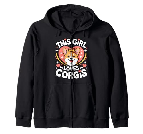 Dieses Mädchen liebt Corgis Girls Corgi Lover Kapuzenjacke Dieses Mädchen liebt Corgis Girls Corgi Lover Kapuzenjacke von Corgi Designs for Girls Who Love Cute Dogs
