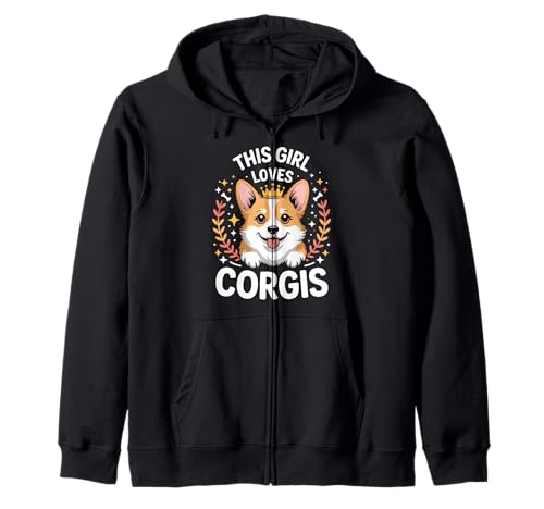 Dieses Mädchen liebt Corgis Girls Corgi Lover Kapuzenjacke Dieses Mädchen liebt Corgis Girls Corgi Lover Kapuzenjacke von Corgi Designs for Girls Who Love Cute Dogs