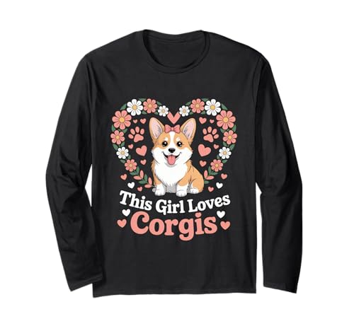 Dieses Mädchen liebt Corgis Girls Corgi Lover Langarmshirt Dieses Mädchen liebt Corgis Girls Corgi Lover Langarmshirt von Corgi Designs for Girls Who Love Cute Dogs