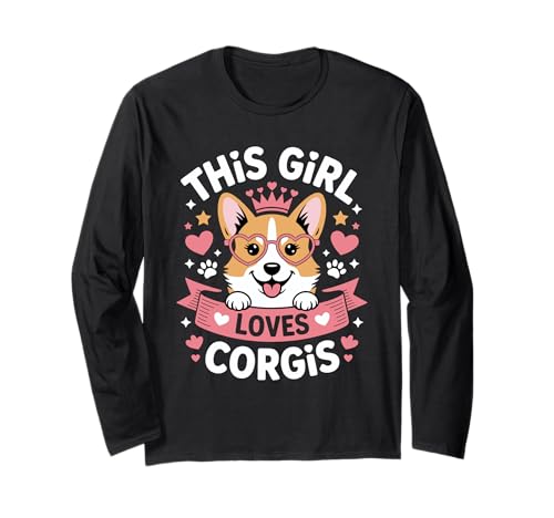 Dieses Mädchen liebt Corgis Girls Corgi Lover Langarmshirt Dieses Mädchen liebt Corgis Girls Corgi Lover Langarmshirt von Corgi Designs for Girls Who Love Cute Dogs