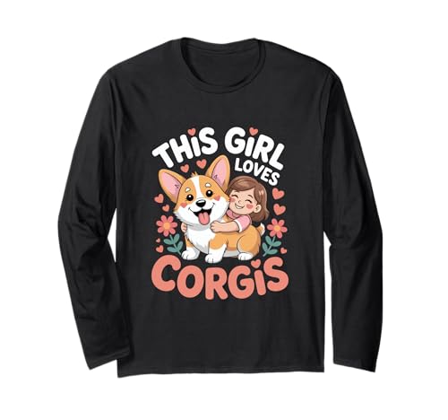 Dieses Mädchen liebt Corgis Girls Corgi Lover Langarmshirt Dieses Mädchen liebt Corgis Girls Corgi Lover Langarmshirt von Corgi Designs for Girls Who Love Cute Dogs