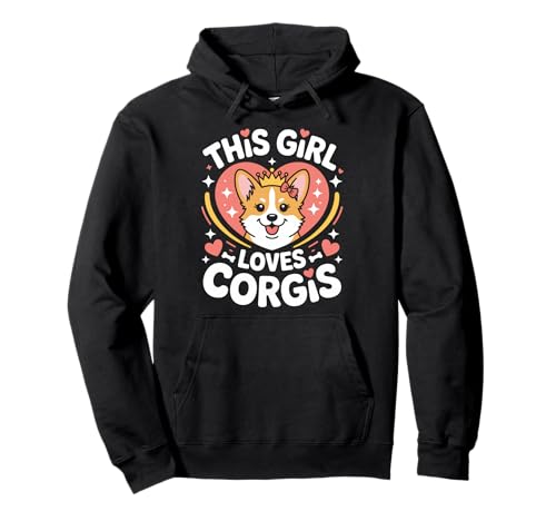 Dieses Mädchen liebt Corgis Girls Corgi Lover Pullover Hoodie von Corgi Designs for Girls Who Love Cute Dogs