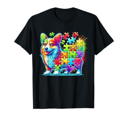 Corgi Hund Autismus Bewusstsein Jungen Mädchen T-Shirt Corgi Hund Autismus Bewusstsein Jungen Mädchen T-Shirt von Corgi Dog Autism Awareness Month Autistic Tee