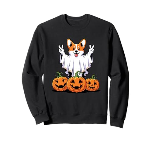 Lustiger Corgi Ghost Pumpkin Boo Halloween Kinder Herren Damen Sweatshirt von Corgi Dog Lovers Halloween Ghost Pumpkin Outfits