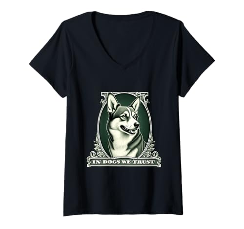 Damen Bei Welsh Corgi vertrauen wir auf Funny Vintage Corgi Dog T-Shirt mit V-Ausschnitt Damen Bei Welsh Corgi vertrauen wir auf Funny Vintage Corgi Dog T-Shirt mit V-Ausschnitt von Corgi Fun Designs