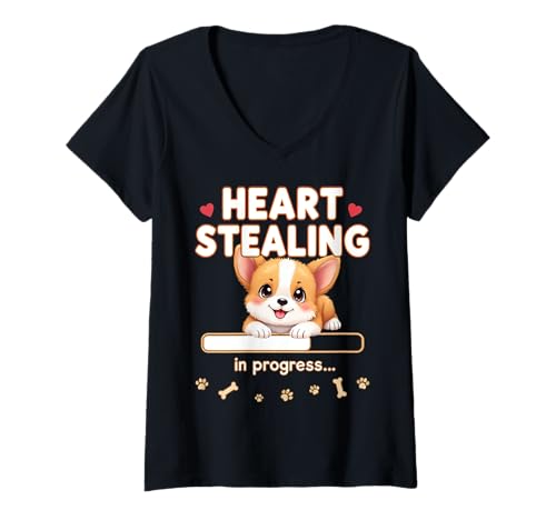 Damen Walisischer Corgi-Hund, lustiges Geschenk, Corgi-Welpe T-Shirt mit V-Ausschnitt Damen Walisischer Corgi-Hund, lustiges Geschenk, Corgi-Welpe T-Shirt mit V-Ausschnitt von Corgi Fun Designs