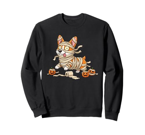 Lustiger Corgi Mummy Kürbis Halloween Kinder Herren Damen Sweatshirt von Corgi Lovers Cute Halloween Outfits for Boy Girl