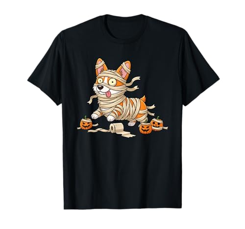 Lustiger Corgi Mummy Kürbis Halloween Kinder Herren Damen T-Shirt von Corgi Lovers Cute Halloween Outfits for Boy Girl