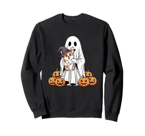 Lustiger Geist Corgi Kürbis Halloween Kinder Herren Damen Sweatshirt von Corgi Lovers Cute Halloween Outfits for Boy Girl