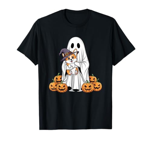 Lustiger Geist Corgi Kürbis Halloween Kinder Herren Damen T-Shirt von Corgi Lovers Cute Halloween Outfits for Boy Girl