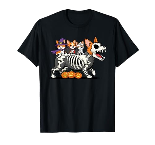 Lustiges Corgi Skelett Mama Hexe Halloween Kinder Herren Damen T-Shirt von Corgi Lovers Cute Halloween Outfits for Boy Girl