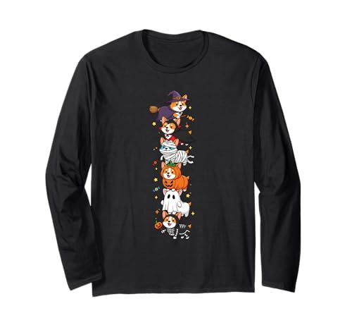 Lustige Corgi Hexe Vampir Geist Halloween Kinder Herren Damen Langarmshirt Lustige Corgi Hexe Vampir Geist Halloween Kinder Herren Damen Langarmshirt von Corgi Lovers Halloween Skeleton Mummy Outfits